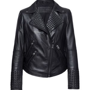Zara Lambskin Leather Jacket with Studs